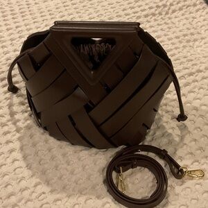 Chic Brown Woven Mini Bag vegan leather